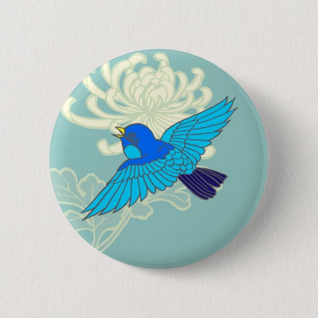 Blauer Spatz Button (Vorderseite)