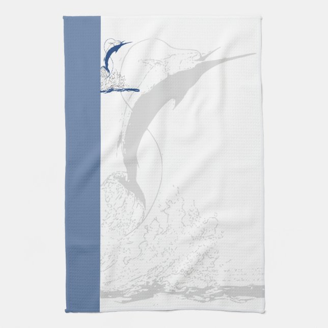 Blauer Speerfisch, Geschirrtuch (Vertikal)