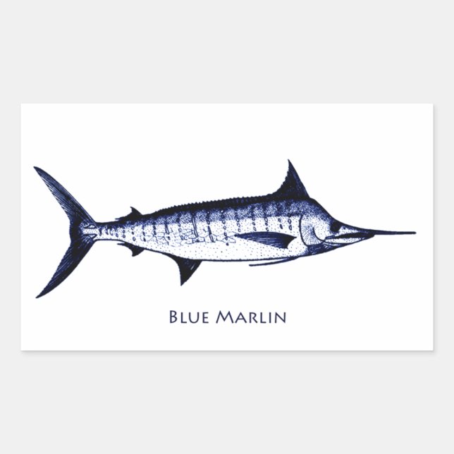 Blauer Speerfisch-Logo Rechteckiger Aufkleber (Vorderseite)