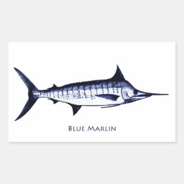 Blauer Speerfisch-Logo Rechteckiger Aufkleber