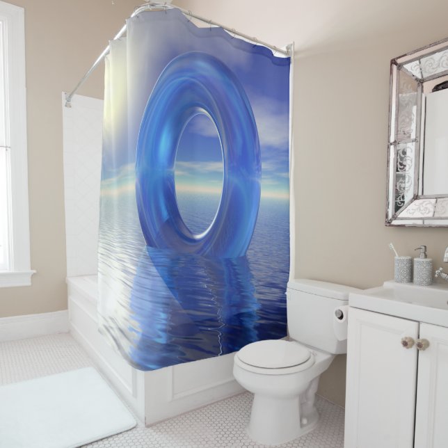 Blauer Spiegel Duschvorhang (Beispiel)