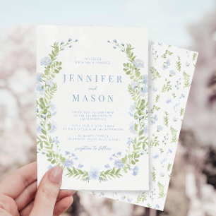 Blauer Sping Blume Grüne Hochzeit Einladung