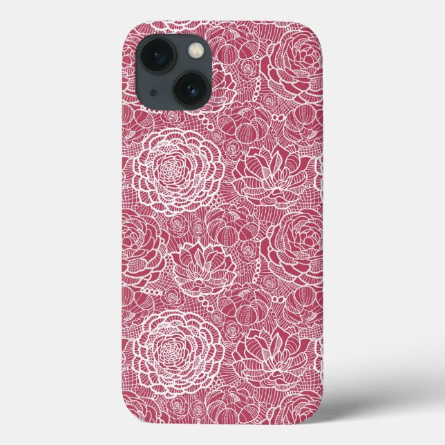 Blauer Spitze-Blumen-Musterhintergrund Case-Mate iPhone Hülle (Rückseite)