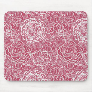 Blauer Spitze-Blumen-Musterhintergrund Mousepad