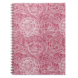 Blauer Spitze-Blumen-Musterhintergrund Notizblock