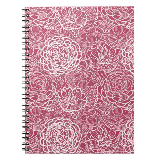 Blauer Spitze-Blumen-Musterhintergrund Notizblock (Vorderseite)
