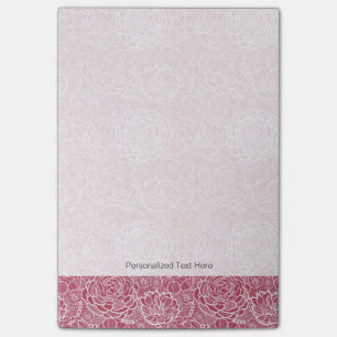 Blauer Spitze-Blumen-Musterhintergrund Post-it Klebezettel