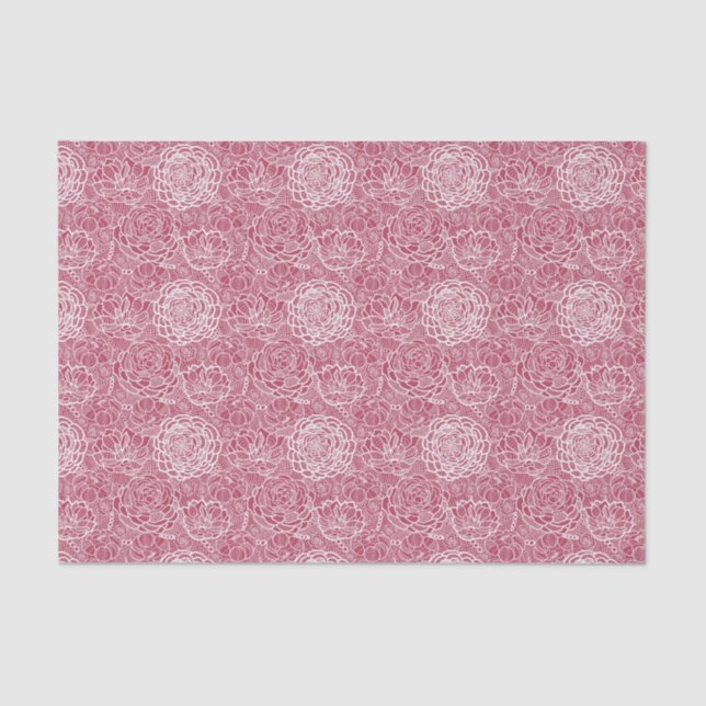 Blauer Spitze-Blumen-Musterhintergrund Seidenpapier (Vorderseite)