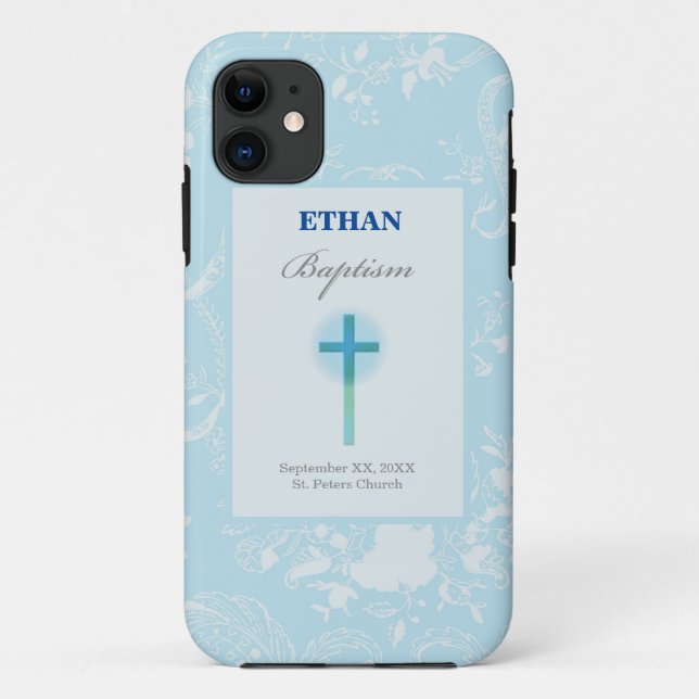 Blauer Spitzenjunge Taufe Case-Mate iPhone Hülle (Rückseite)