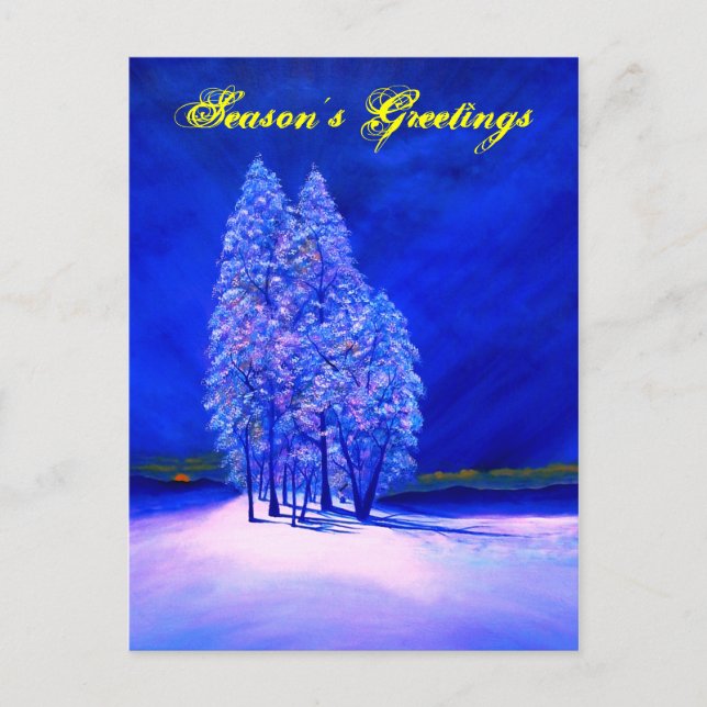 Blauer Spruce Trees Feiertagspostkarte (Vorderseite)