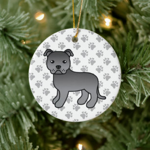 Blauer Staffordshire Bull Terrier Süßer Cartoon-Hu Keramik Ornament