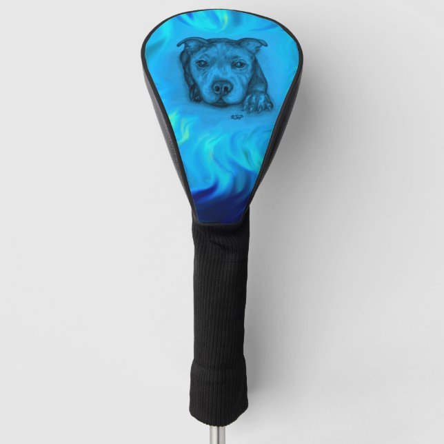 Blauer Staffy Welpe Golf Headcover (Vorderseite)
