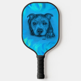 Blauer Staffy-Welpe Pickleball Schläger