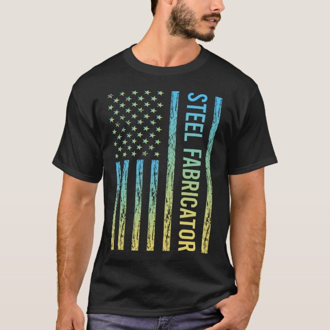 Blauer Stahlfabrikator T-Shirt (Vorderseite)