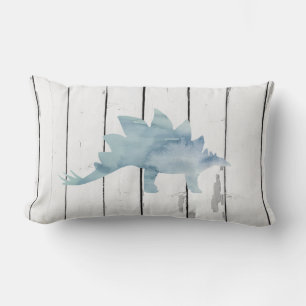 Blauer Stegosaurus-Dinosaurier Shiplap rustikaler Lendenkissen