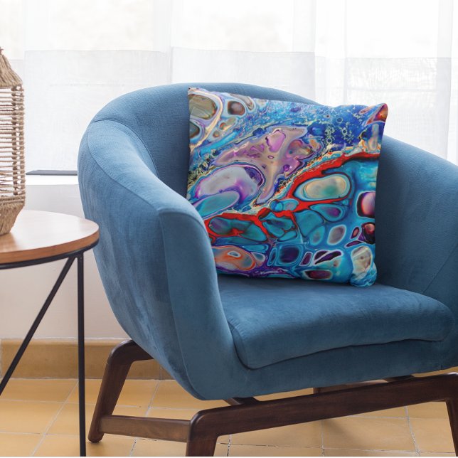 Blauer Stein Marmor Look Fluid Art Pillow Lila Red Kissen (Von Creator hochgeladen)