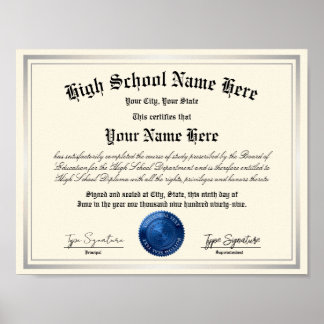Blauer Stempel High School Diploma, Homeschooling Poster