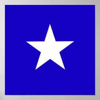 Blauer Stern auf weißem Hintergrund Poster
