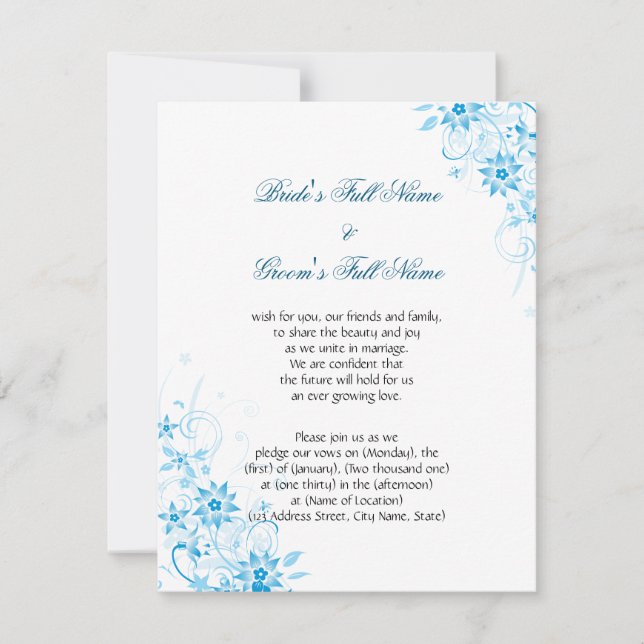 Blauer Stern-Blume Einladung (Vorderseite)