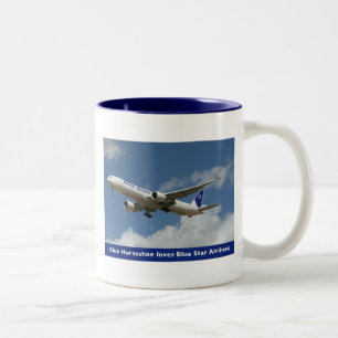 Blauer Stern-Fluglinien-Tasse Zweifarbige Tasse