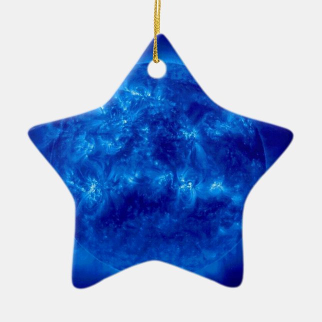 Blauer Stern-Gelb-Stern Keramik Ornament (Vorne)