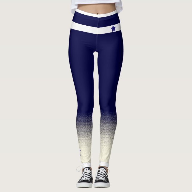 Blauer Stern-Imitat-Socken-Entwurf Leggings (Vorderseite)