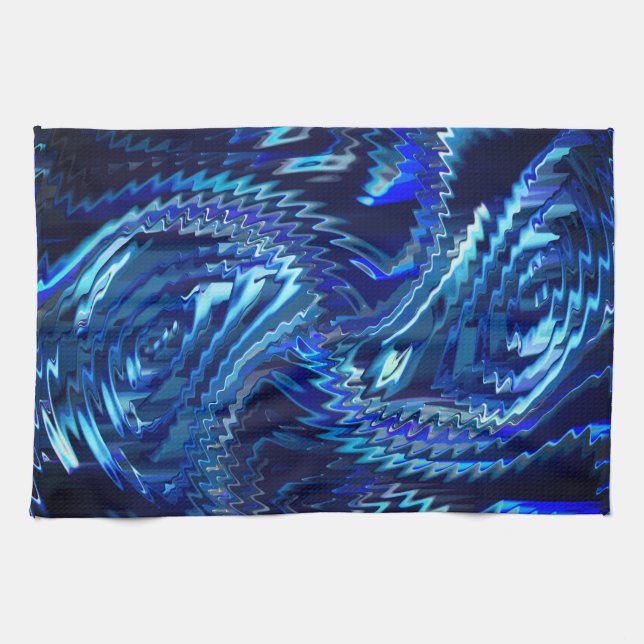 Blauer Stern mit Zickzackstrichen Geschirrtuch (Horizontal)