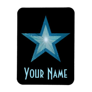 Blauer Stern 'Name' flexibler Magnet schwarz