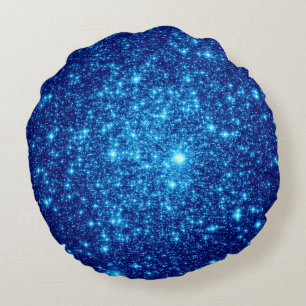 Blauer Sterne-Rundkissen Rundes Kissen
