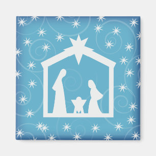 Blauer sternenklare NachtweihnachtsGeburt Magnet