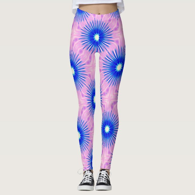 blauer Sternenpink Leggings (Vorderseite)