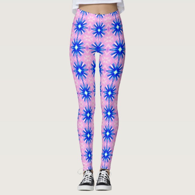 blauer Sternenpink Leggings (Vorderseite)