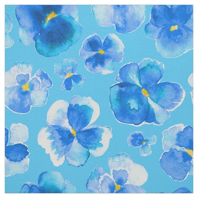 Blauer Stiefmütterchen Aquarell Blume Stoff (Muster)