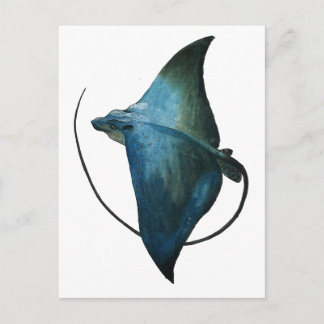 Blauer Stingray Illustration Postkarte