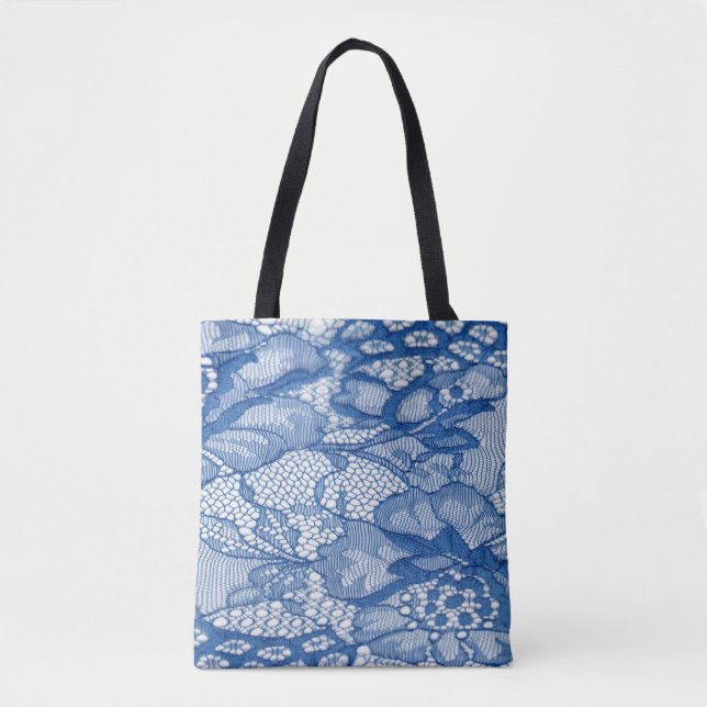 Blauer Stoff, afrikanisches Tulledesign. Tasche (Vorderseite)