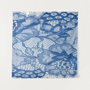 Blauer Stoff, afrikanisches Tulledesign. Wandteppich