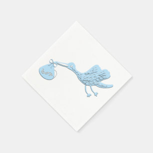 Blauer Storch, der Jungen liefert Serviette
