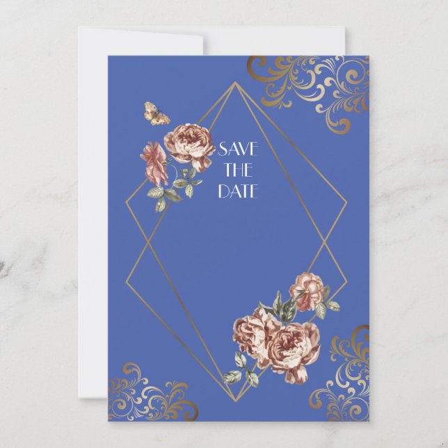 Blauer Strahl Save the Date Hochzeitskarte (Vorderseite)