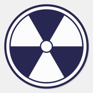Blauer Strahlungs-Symbol-Aufkleber Runder Aufkleber