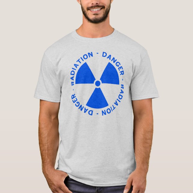 Blauer Strahlungs-Symbol-T - Shirt (Vorderseite)