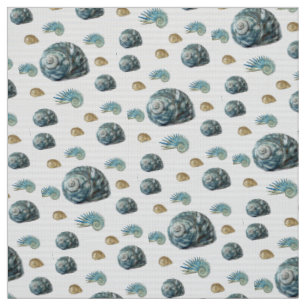 Blauer Strand Muscheln Fabric Stoff