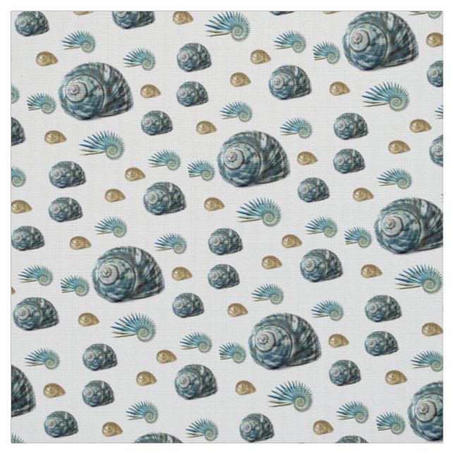 Blauer Strand Muscheln Fabric Stoff (Muster)