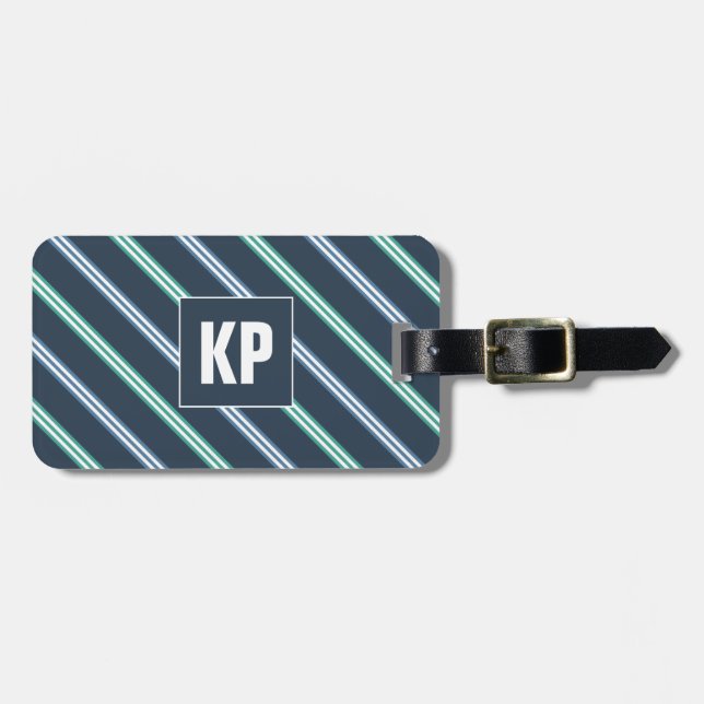 Blauer Streifen für ihn modernes cooles männliches Gepäckanhänger (Vorderseite horizontal)