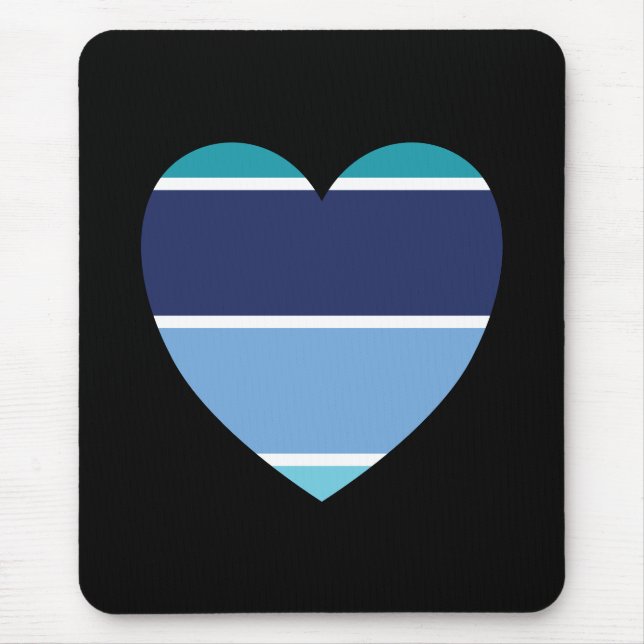 Blauer Streifen Herz Mousepad (Vorne)