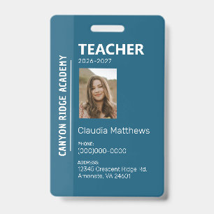 Blauer Streifen Homeschool-Lehrer-ID-Ausweis Ausweis