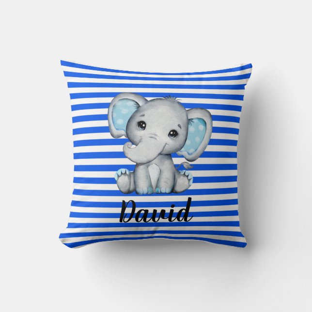 Blauer Streifen mit Elephant   Kissen (Vorderseite)