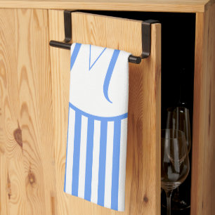 Blauer Streifen Monogramm hinzufügen Geschirrtuch