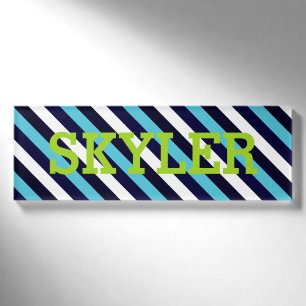 Blauer Streifen Namenschild