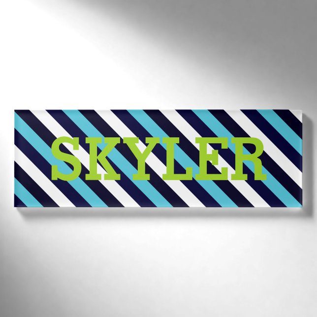 Blauer Streifen Namenschild (Vorderseite)