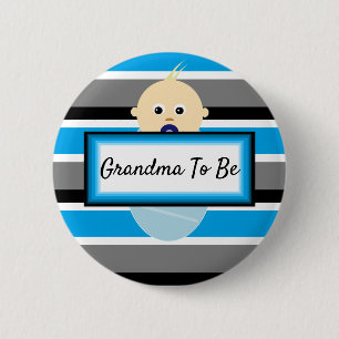 Blauer Streifen Oma zum Baby-Duschknopf Button